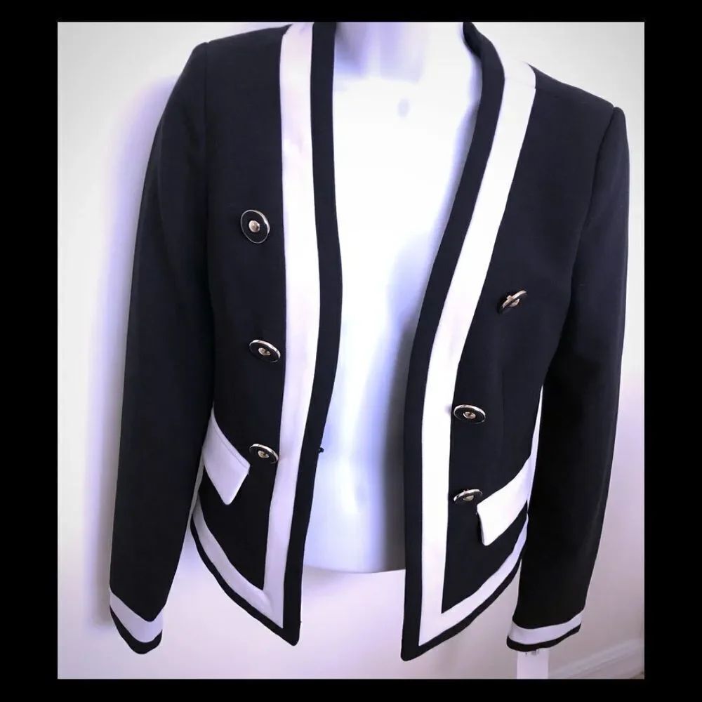 NWT! XOXO black white lined blazer . Size: XS